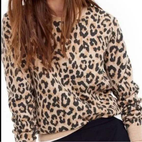 J Crew Leopard Print Sweater - size Small animal print wool sweater - Picture 2 of 2